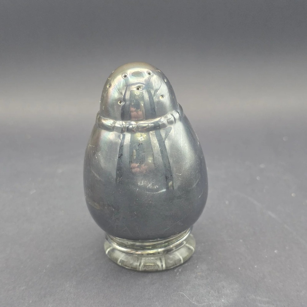 Silver Tone Vanity Talc Powder Dispenser Glass Insert